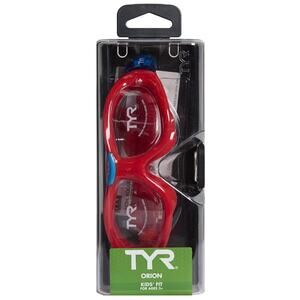 TYR Orion Kids Swim Mask Goggles Ages 3+ Clear/Red Anti Fog Unibody Silicone